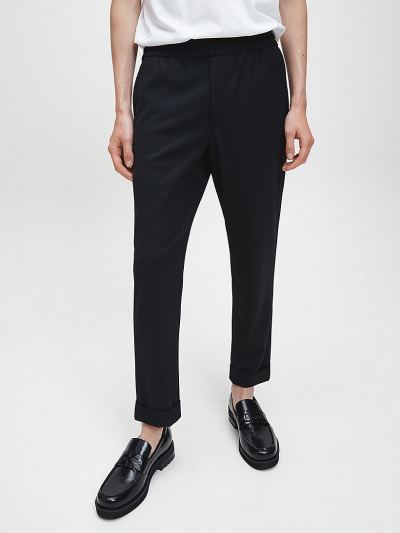 Calvin Klein Ruhák HU899902 | Calvin Klein Wool Stretch Twill Férfi Nadrág Fekete